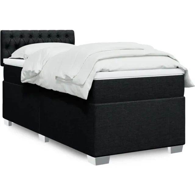 vidaXL Boxspring met matras stof zwart 80x200 cm