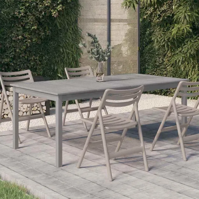 vidaXL Tuintafel 200x100x75 cm massief acaciahout grijs, foto 2