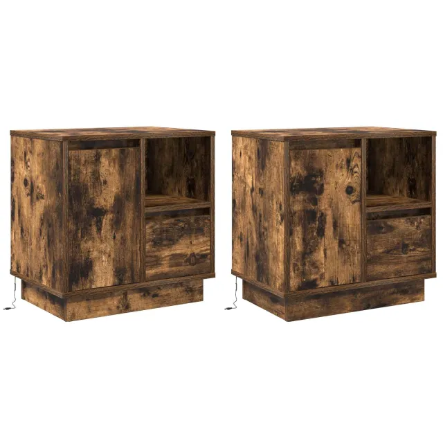 vidaXL Nachtkastje 2 st Gerookt eiken 50 x 34,5 x 50 cm. Bewerkt hout, foto 2