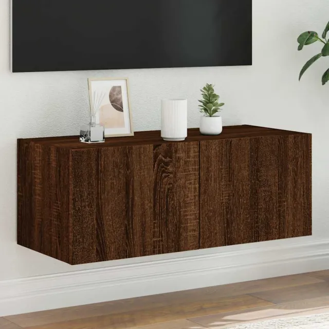 vidaXL Tv-wandmeubel met LED-verlichting 80x35x31 cm bruin eikenkleur, foto 2