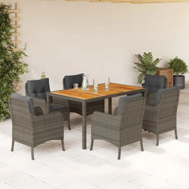 vidaXL 7-delige Tuinset met kussens poly rattan grijs, foto 2