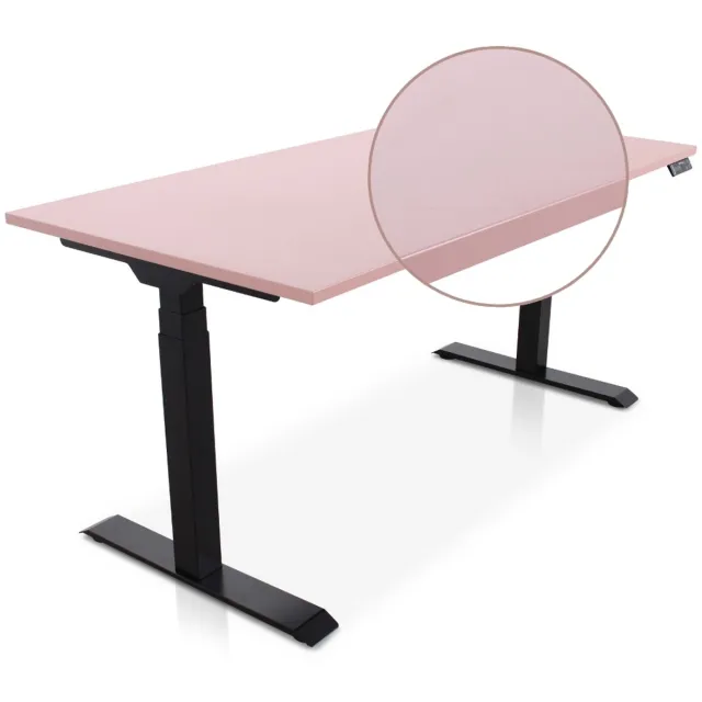 Multi Ratio Lineaflex MRC PRO Zit-Sta Bureau – Elektrisch Verstelbaar – 160x80 cm – Blad Dusty Rose – Zwart Frame – ARBO Norm NEN-EN 527 – Met memorybediening – 150 KG Draagvermogen – 130 cm Hoog - Inclusief Kabelmanagement!