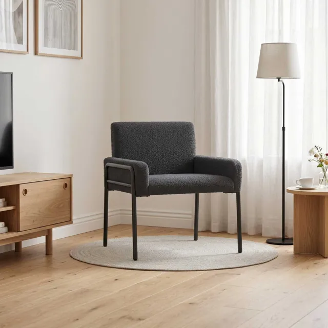 vidaXL Accentstoel Donkergrijs Bouclé