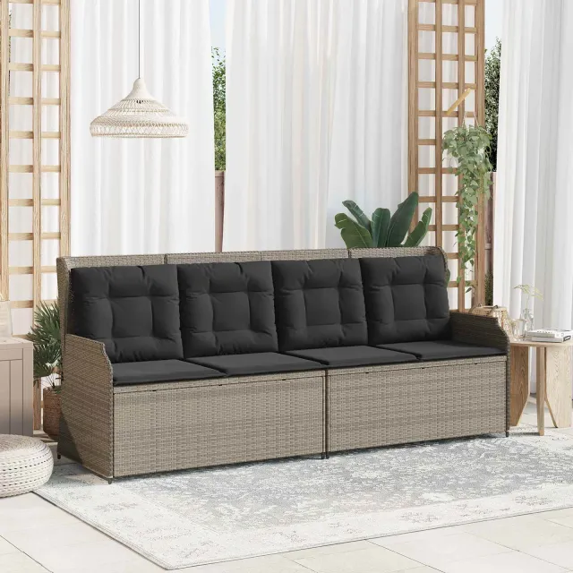 vidaXL Tuinbank Lichtgrijs poly rattan, foto 2