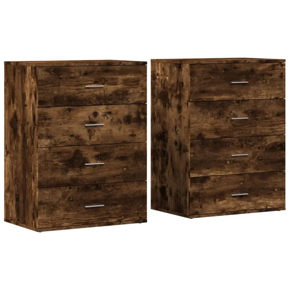 vidaXL Dressoirs 2 st 60x39x80 cm bewerkt hout gerookt eikenkleurig Bruin