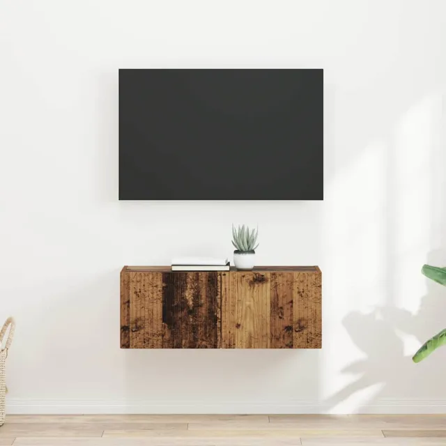 vidaXL TV Wandkast 2 st Oud Hout Bewerkt hout Bruin