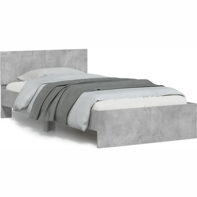 vidaXL Bedframe met hoofdbord en LED-verlichting betongrijs 100x200 cm grijs