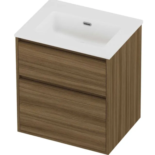 Proline Tribute Badmeubelset Porselein Elegant 60x46x67 cm Mat White Caramel Walnut Houtlook
