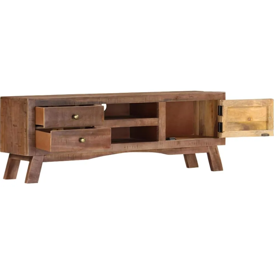vidaXL Tv-meubel 110x30x40 cm ruw mangohout bruin, foto 2