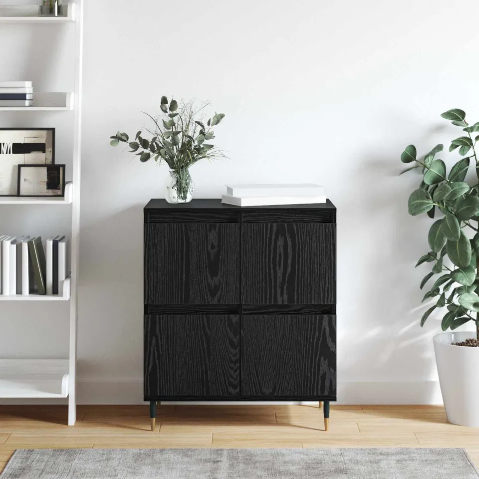 vidaXL Dressoir Zwart Eiken 60 x 35 x 70 cm, foto 3