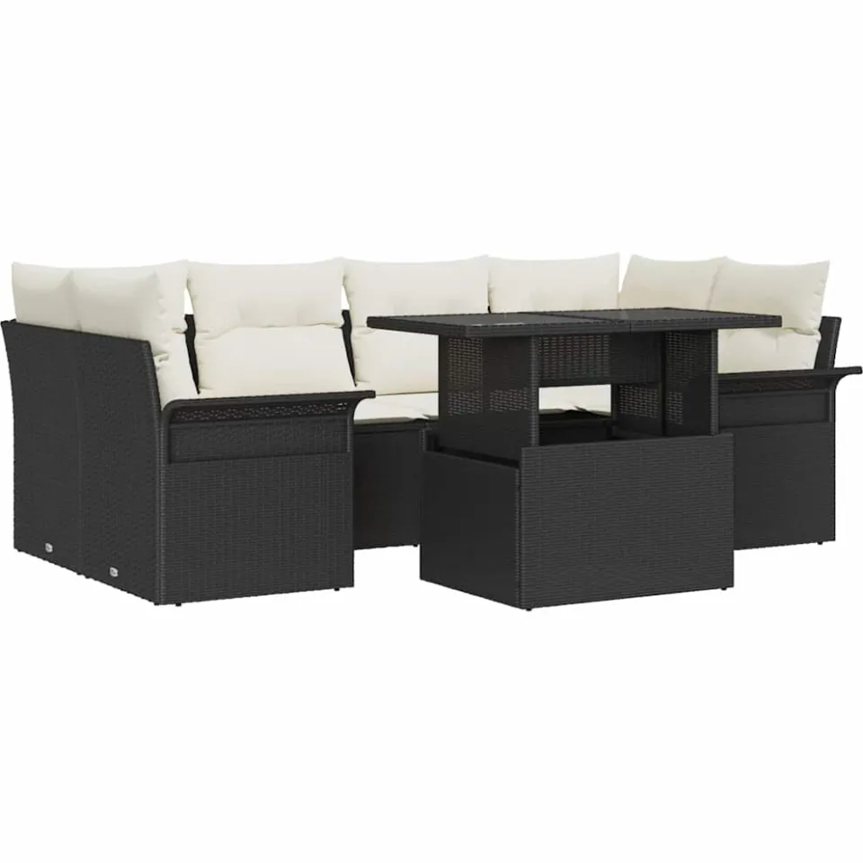 vidaXL Tuin Sofa Set 7 st Zwart poly rattan