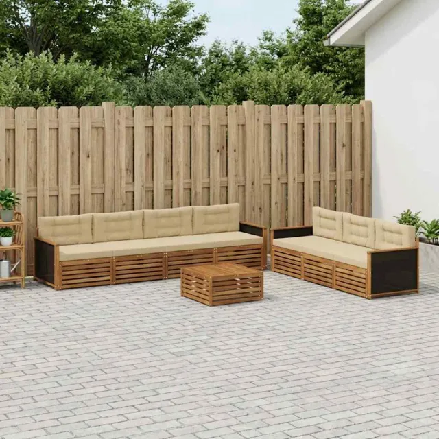 vidaXL Buiten bankenset 8 st 7-zits Natuurlijk en Beige