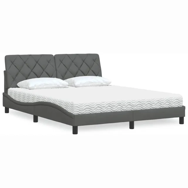 vidaXL Bed met matras stof donkergrijs 160x200 cm