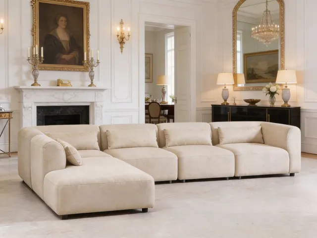 Koningstijl Rovira Lounge – Koningstijl – Bruine Hoekbank – Royale Loungebank – Inclusief Rugkussens – Luxe Design Bank voor Woonkamer Keuze uit meer dan 30+ kleuren