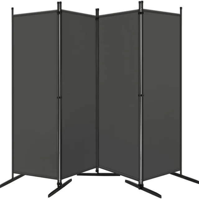 Klarven Scheidingswand Donkergrijs - Inklapbaar, Windbestendig - Privacy scherm voor tuin, balkon en interieur - 3 of 4 panelen tot - 223x177cm