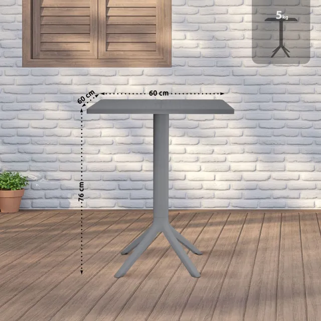 CLP Nuvela Tuintafel - Weerbestendig UV-Bestendig - Voor Balkon - Tuin - Terras - Binnengebruik - Compact - donkergrijs