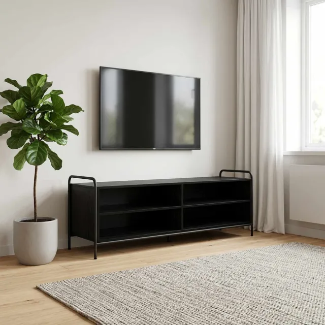 vidaXL Tv-meubel 140 x 39,5 x 50 cm Zwart eiken Bewerkt hout, foto 2