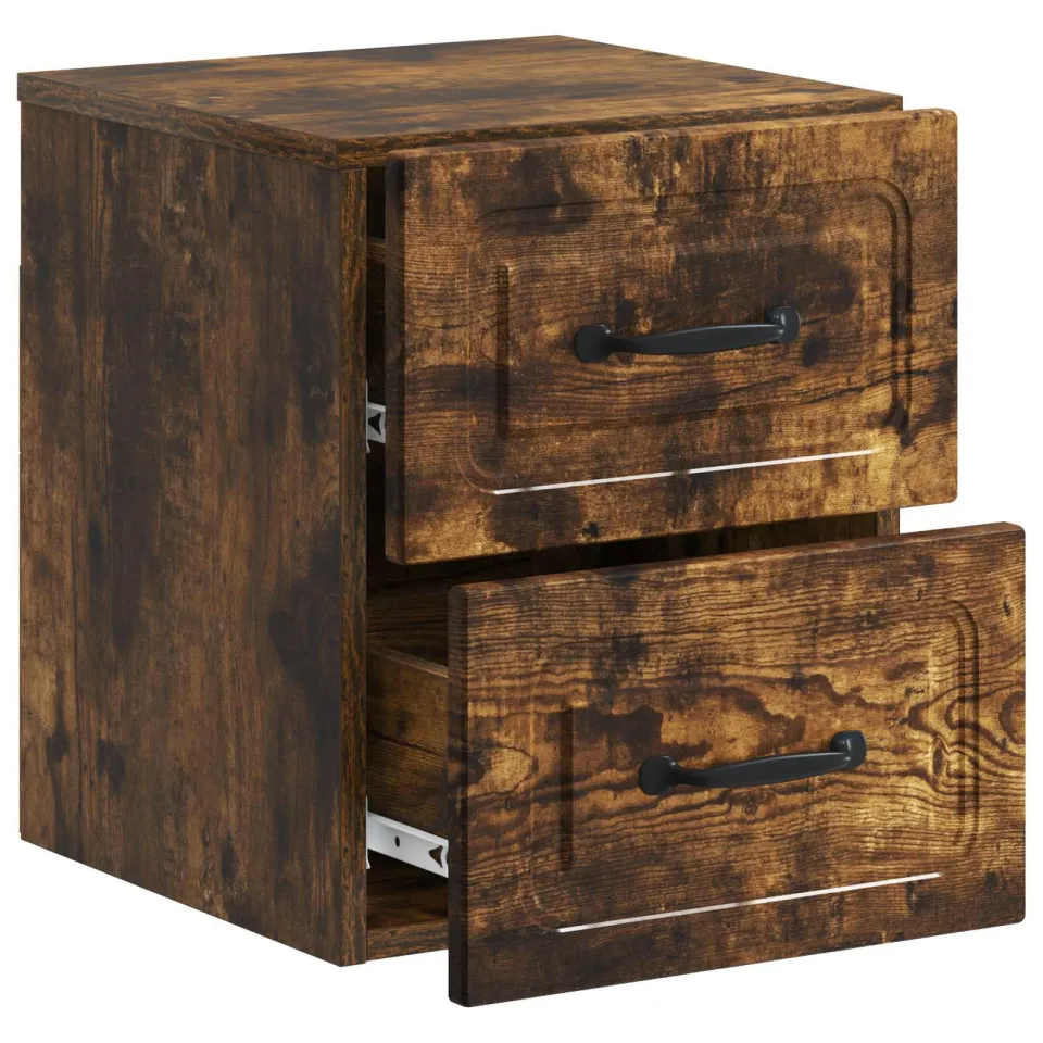 vidaXL Wandbeugel Bedkast Gerookt eiken 34,5 x 33 x 40 cm Bewerkt hout, foto 3