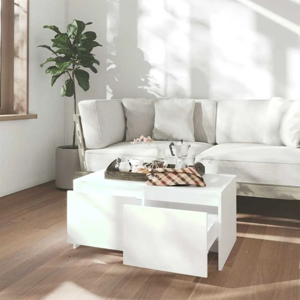 vidaXL Salontafel 90x50x41,5 cm bewerkt hout wit, foto 3