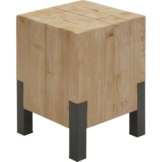 MCW Bijzettafel MCW-L76b, bloementafel, industrieel metaal massief hout MVG-gecertificeerd, 46x32x32cm naturel bruin