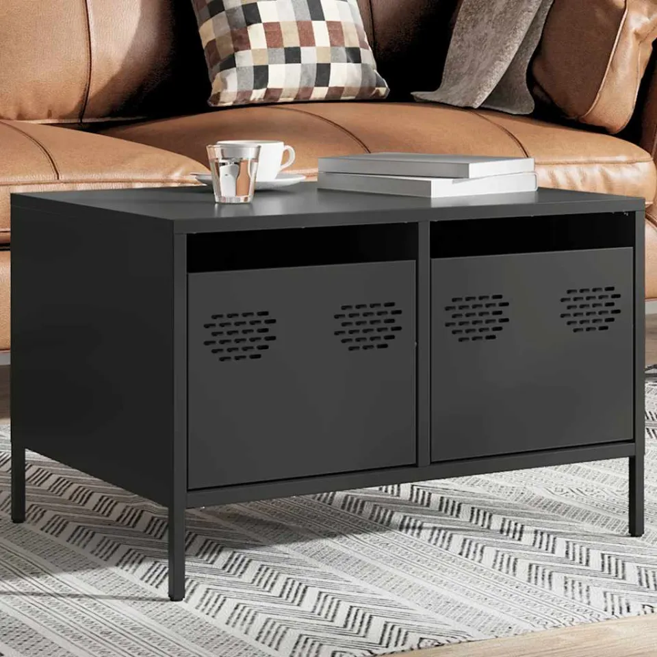 vidaXL Tv-meubel 68x50x43,5 cm koudgewalst staal zwart, foto 2