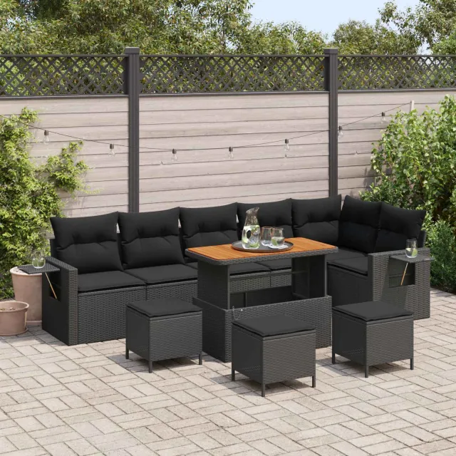 vidaXL Tuinbankenset 12 st Zwart poly rattan, foto 2