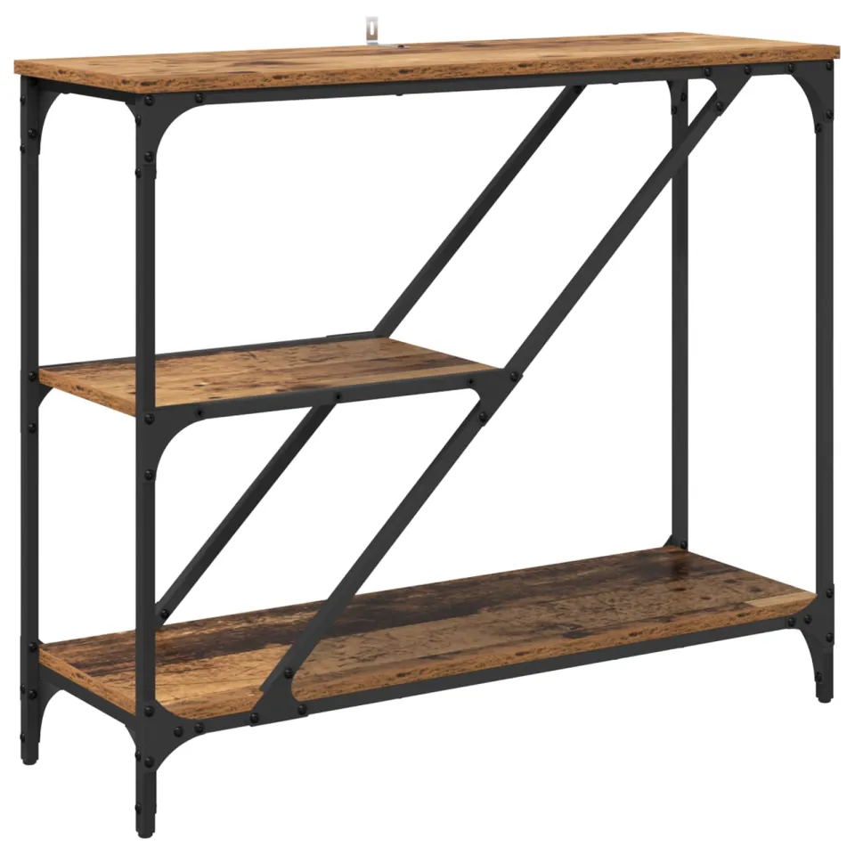 vidaXL Wandtafel Oud Hout 88,5 x 30 x 75 cm Bewerkt hout bruin, foto 3