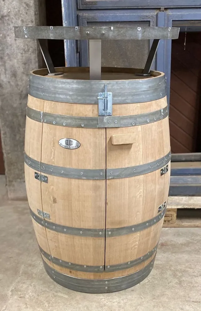 BarrelAtelier Statafel incl. kast "Ruby" incl. deuren - Eikenhout - Wijnkast - Bartafel - Drankkast - Opbergkast - Wijn - Drank - "Perfect voor Wijnopslag of Mini-Bar" Houtkleur geschuurd