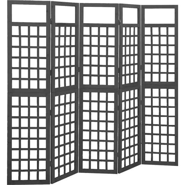 vidaXL Kamerscherm/trellis met 5 panelen 201,5x180 cm vurenhout zwart