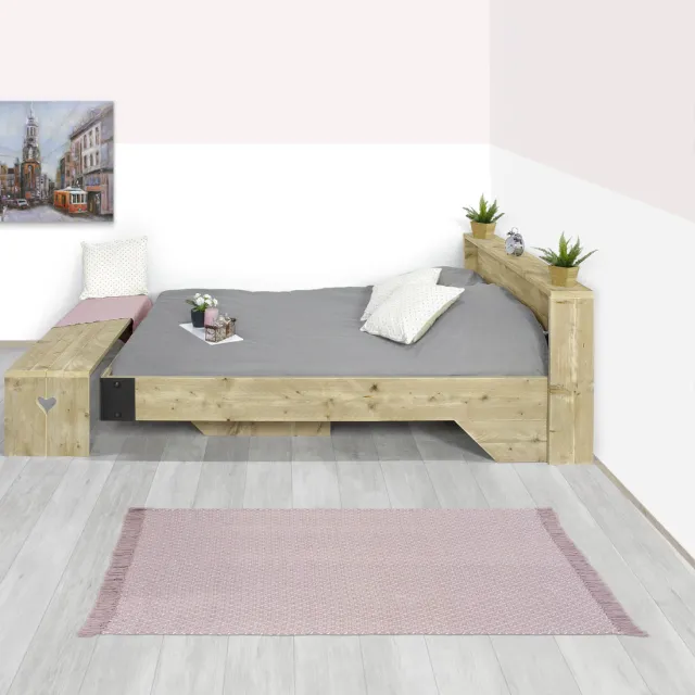 Steigerhouten bed Winn halfzwevend