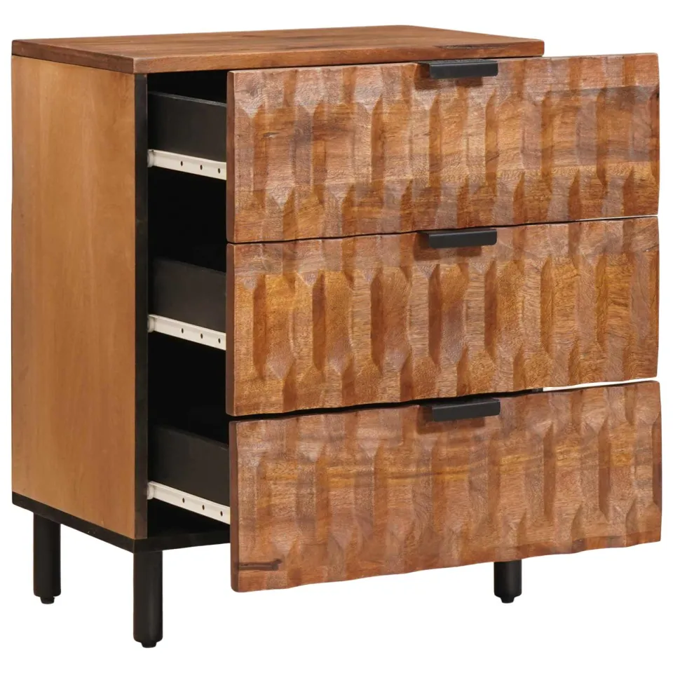 vidaXL Nachtkastje met lade Bruin 50 x 33 x 62 cm Massief Mango Hout, foto 2