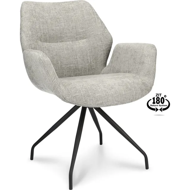 Icon Living Armstoel Vila - Stof Miami Taupe - Spinpoot - Terugdraaisysteem Bruin