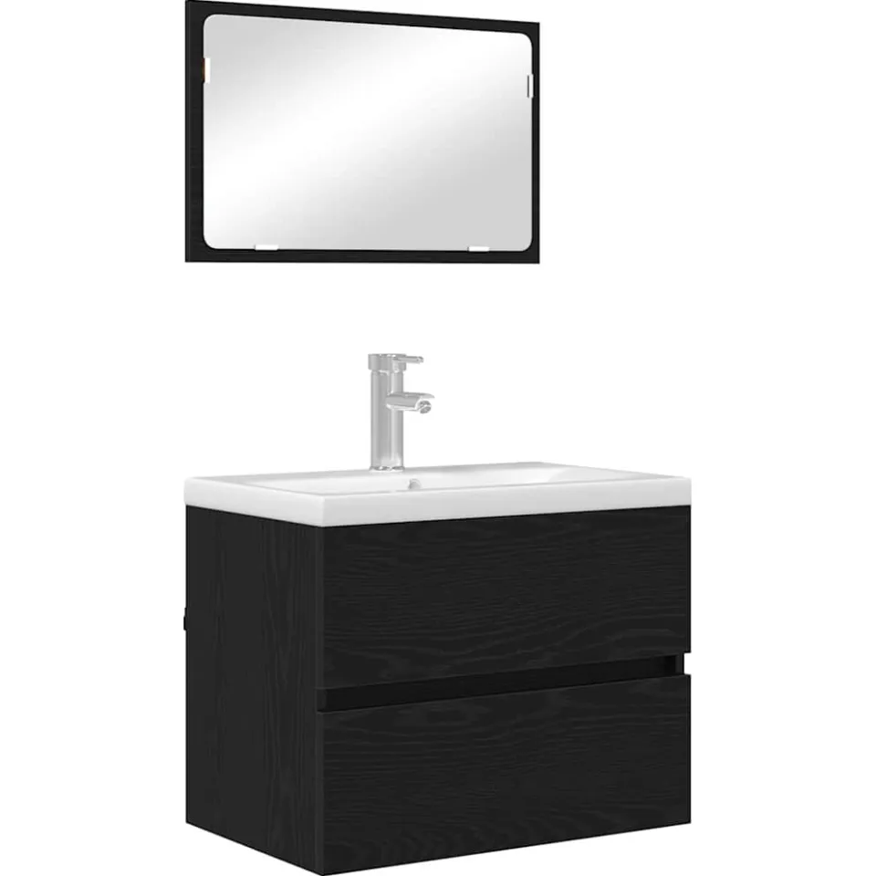vidaXL Badkamermeubelset 2 st Zwart Eiken 57 x 37 x 45 cm
