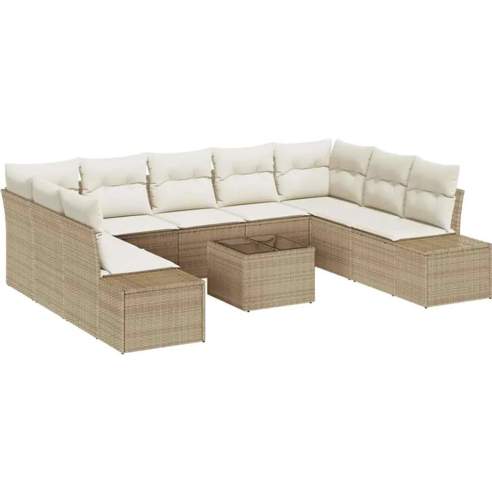 vidaXL Tuin Sofa Set 10 st Beige poly rattan