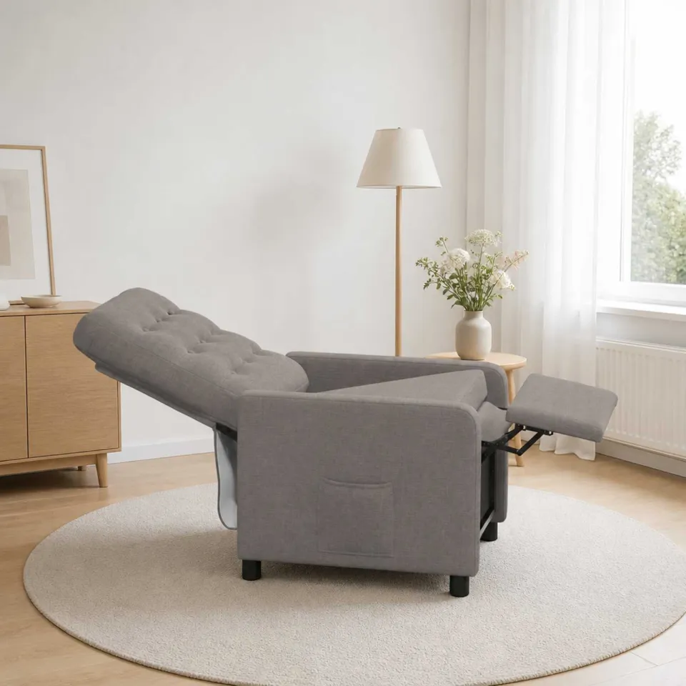 vidaXL Ligstoel Taupe 65 x 93 x 102 cm Stof, foto 3