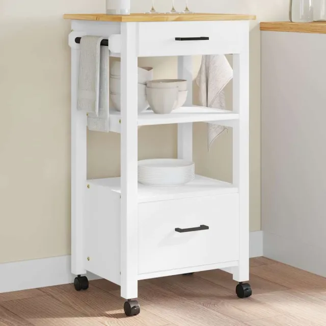 vidaXL Keukentrolley MONZA 48x40x88,5 cm massief grenenhout wit, foto 2