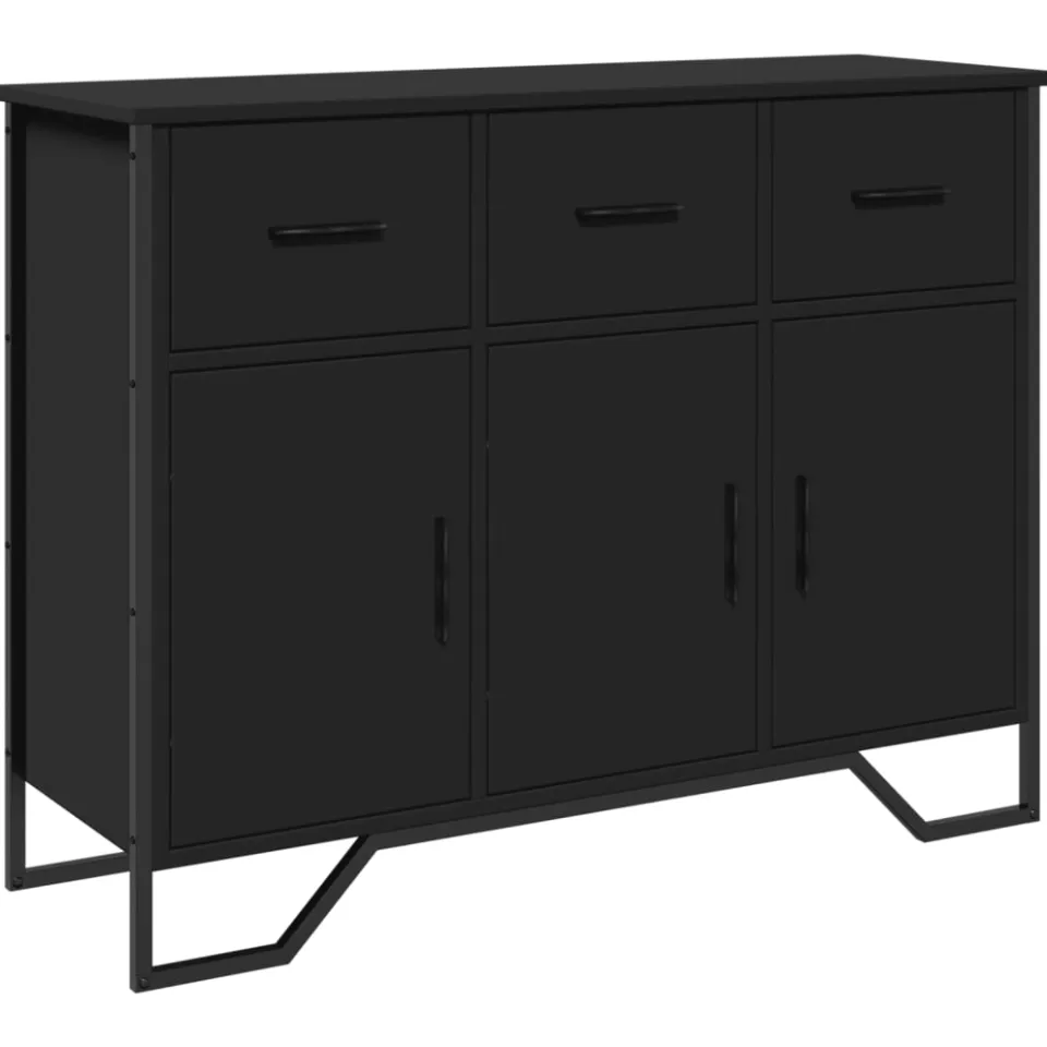 vidaXL Dressoir 97x32,5x74,5 cm bewerkt hout zwart, foto 3
