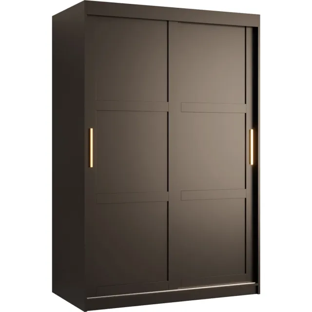 AJE Meubles B.V. Zweefdeurkast Kledingkast met 2 schuifdeuren Garderobekast slaapkamerkast Kledingstang met planken (LxHxP): 120x200x60 cm - Rumble I (Zwart, 120) met lades