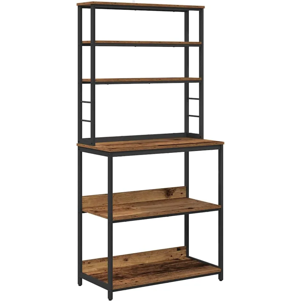 vidaXL Keukenplank 5-laags 80 x 40 x 168 cm Bewerkt hout Oud Hout Bruin