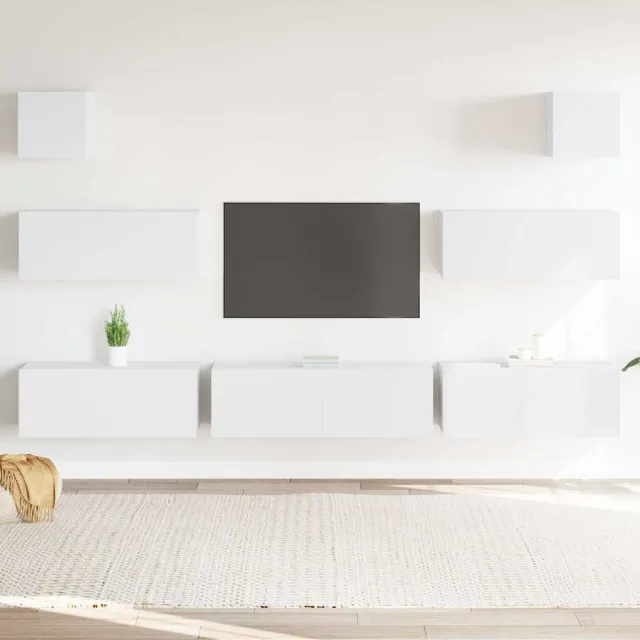 vidaXL 7-delige Tv-meubelset bewerkt hout wit, foto 2