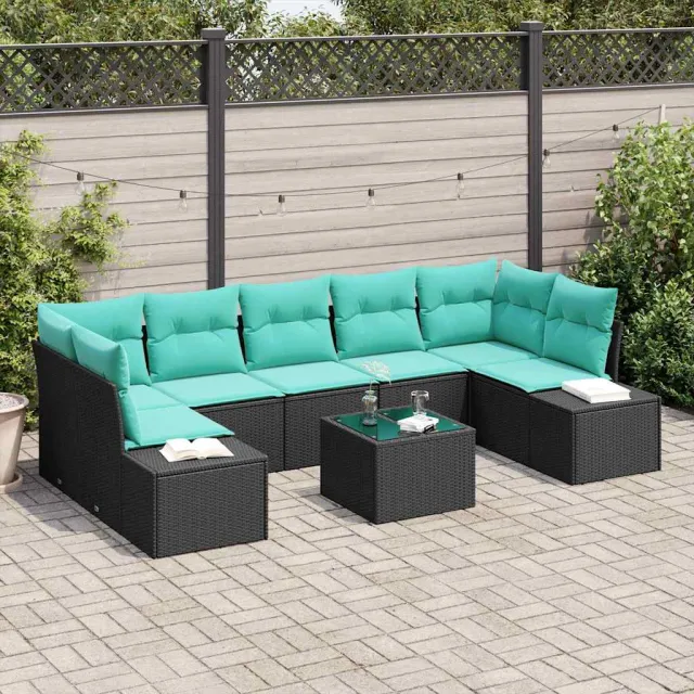 vidaXL Tuin Sofa Set 8 st Zwart poly rattan, foto 2