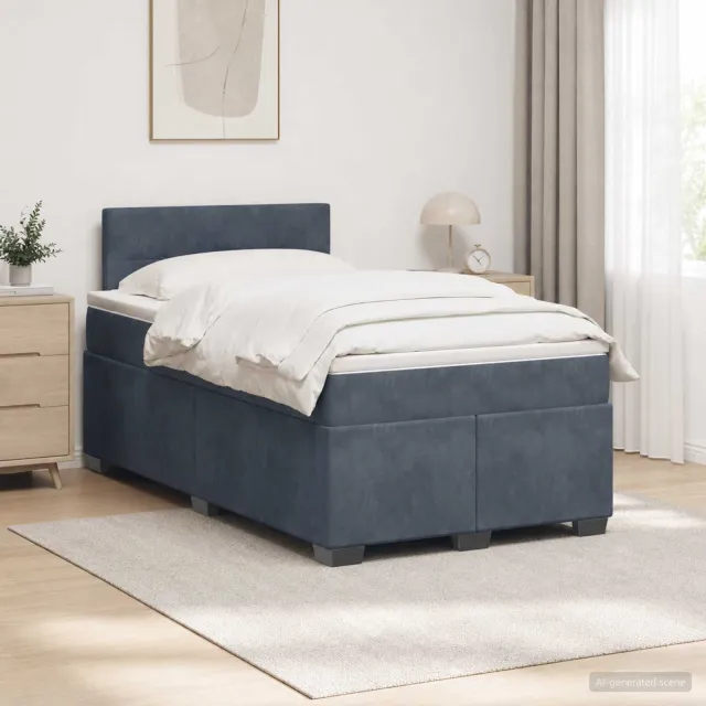 vidaXL Boxspringbed met matras Donkergrijs 120 x 190 cm Fluweel