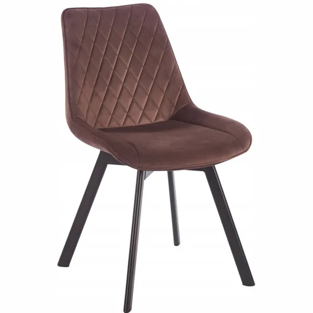Furnitex Davis Riviera 26 - Draaibare eetkamerstoel - Mokkabruine velvet bekleding - Gecapitonneerde rugleuning - Automatische terugkeerfunctie Mokkabruin;Zwart