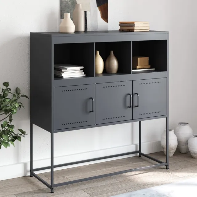vidaXL Dressoir 100,5x39x107 cm staal antracietkleurig, foto 2