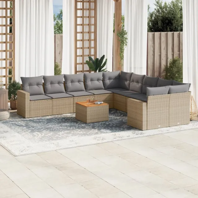 vidaXL Patio Sofa Set 10-zits Beige mix en grijs, foto 2