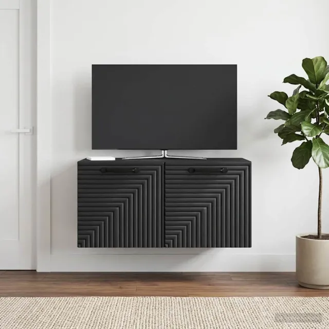 vidaXL Wandbeugel TV-kast Zwart 59,5 x 31 x 30 cm Bewerkt hout