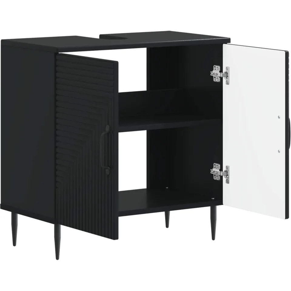 vidaXL Badkamer wastafelkast HAARLEM Zwart 59,5 x 31,5 x 59 cm