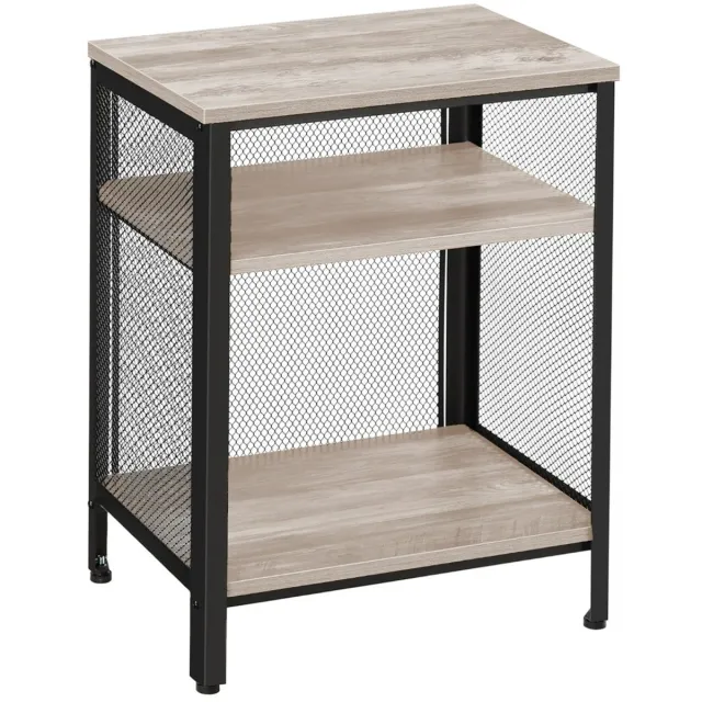 Hoppa! Bijzettafel | Greige & Zwart | Mesh & Staal | 49 x 35 x 63 cm (B x D x H)