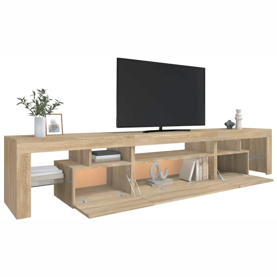 vidaXL Tv-meubel met LED-verlichting 215x36,5x40cm sonoma eikenkleurig Bruin