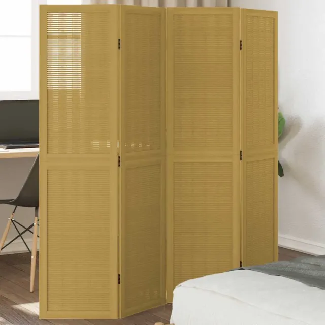 vidaXL Kamerscherm met 4 panelen massief paulowniahout bruin, foto 2
